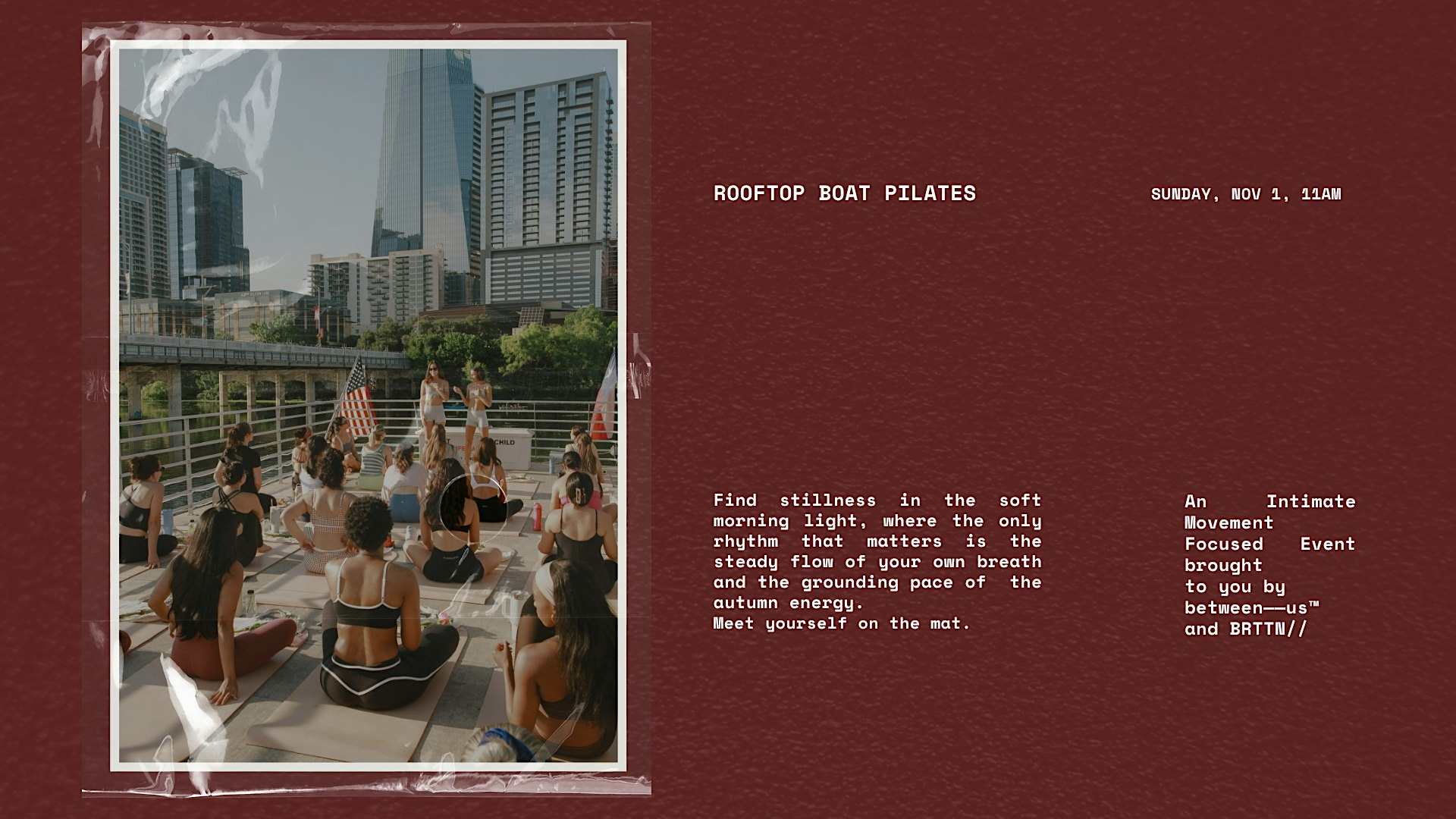 between—us™ x BRTTN// — Rooftop Boat Pilates