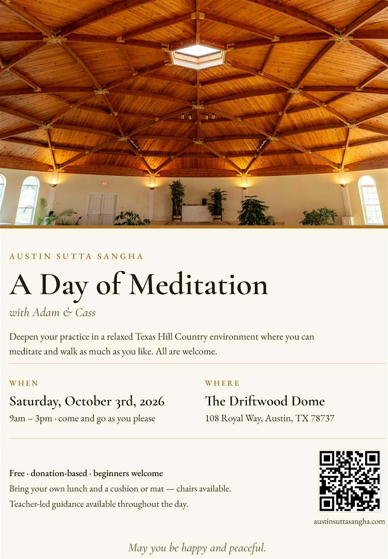 One Day Meditation Retreat at The Driftwood Dome.