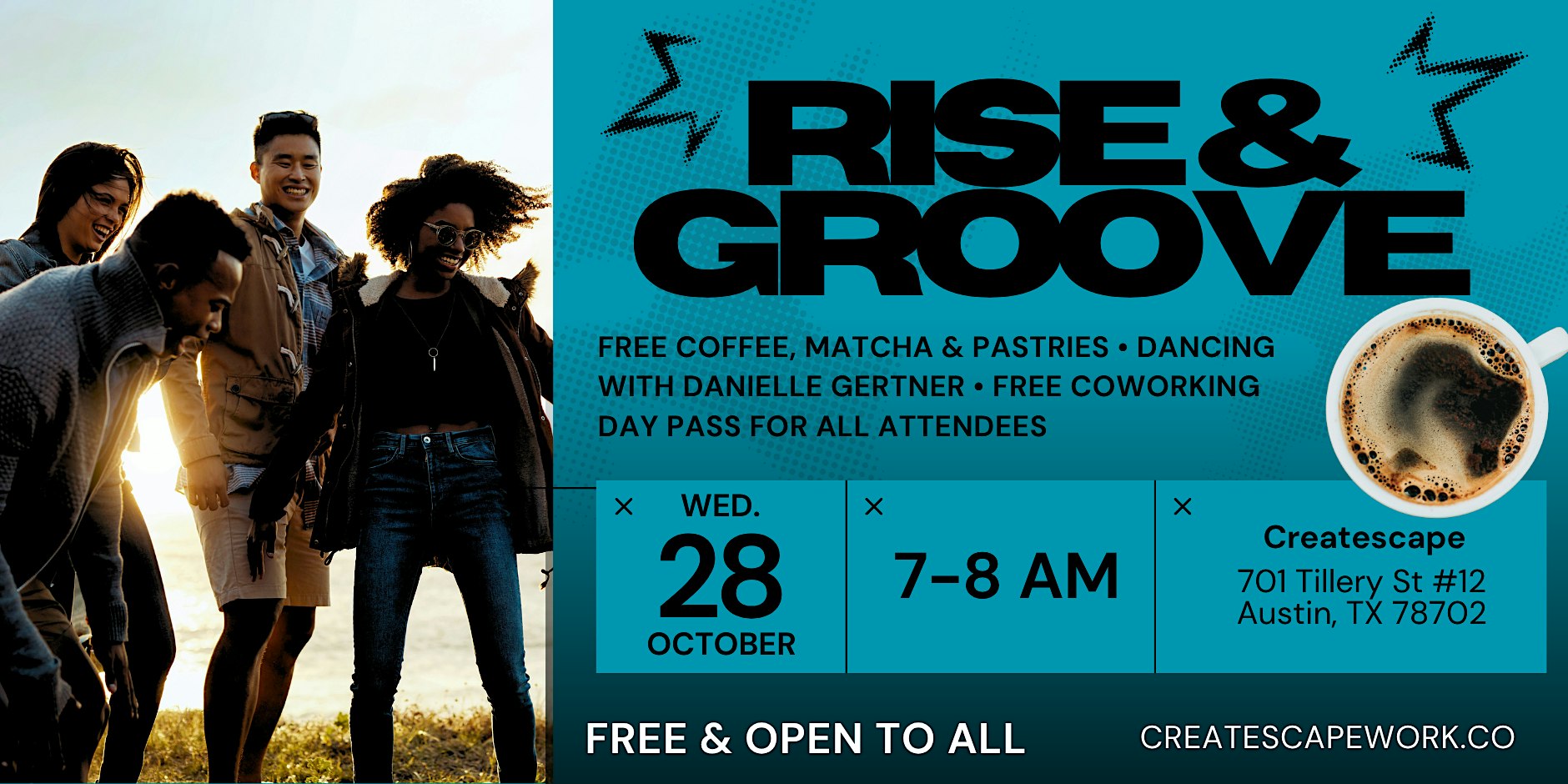 Rise and Groove - Free Coffee, Morning Dance Party at Createscape