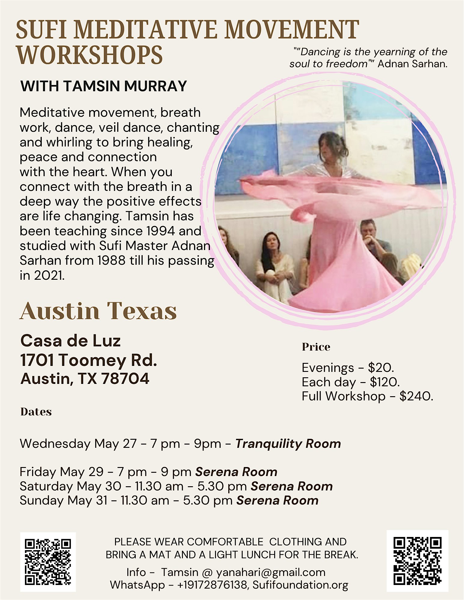 Sufi Workshops at Casa de Luz, Austin