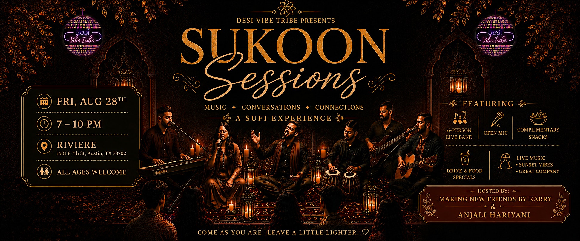 Sukoon Sessions - Sufi Night & Live Music  - Riviere - ATX - 8/28