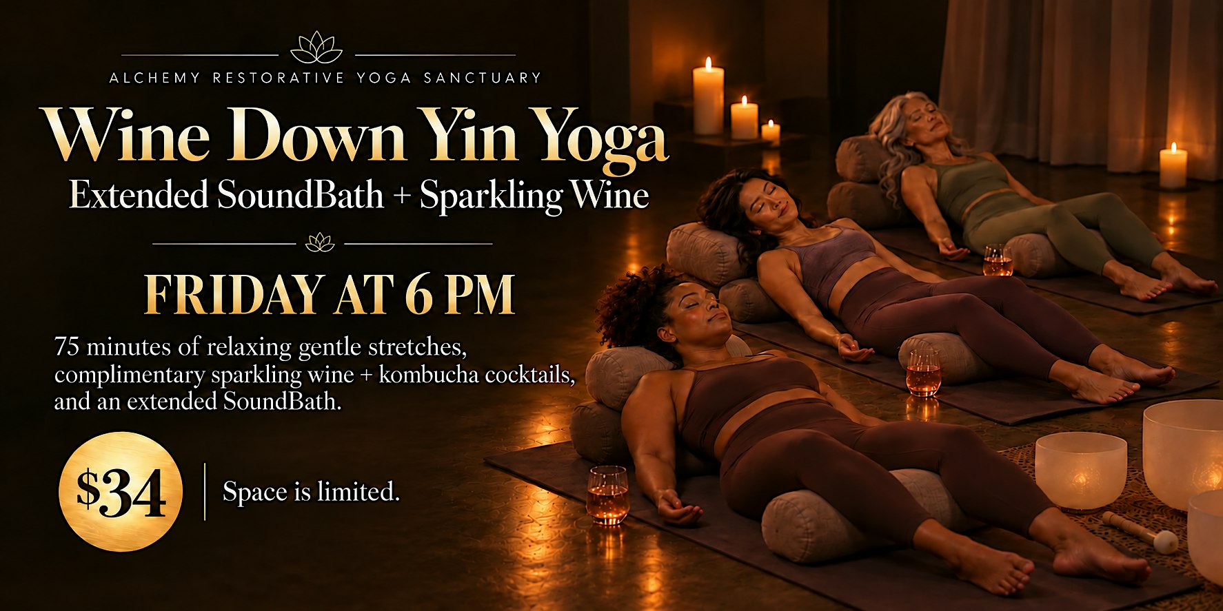 Wine Down Yin Yoga: Sparkling Wine + Extended SoundBath