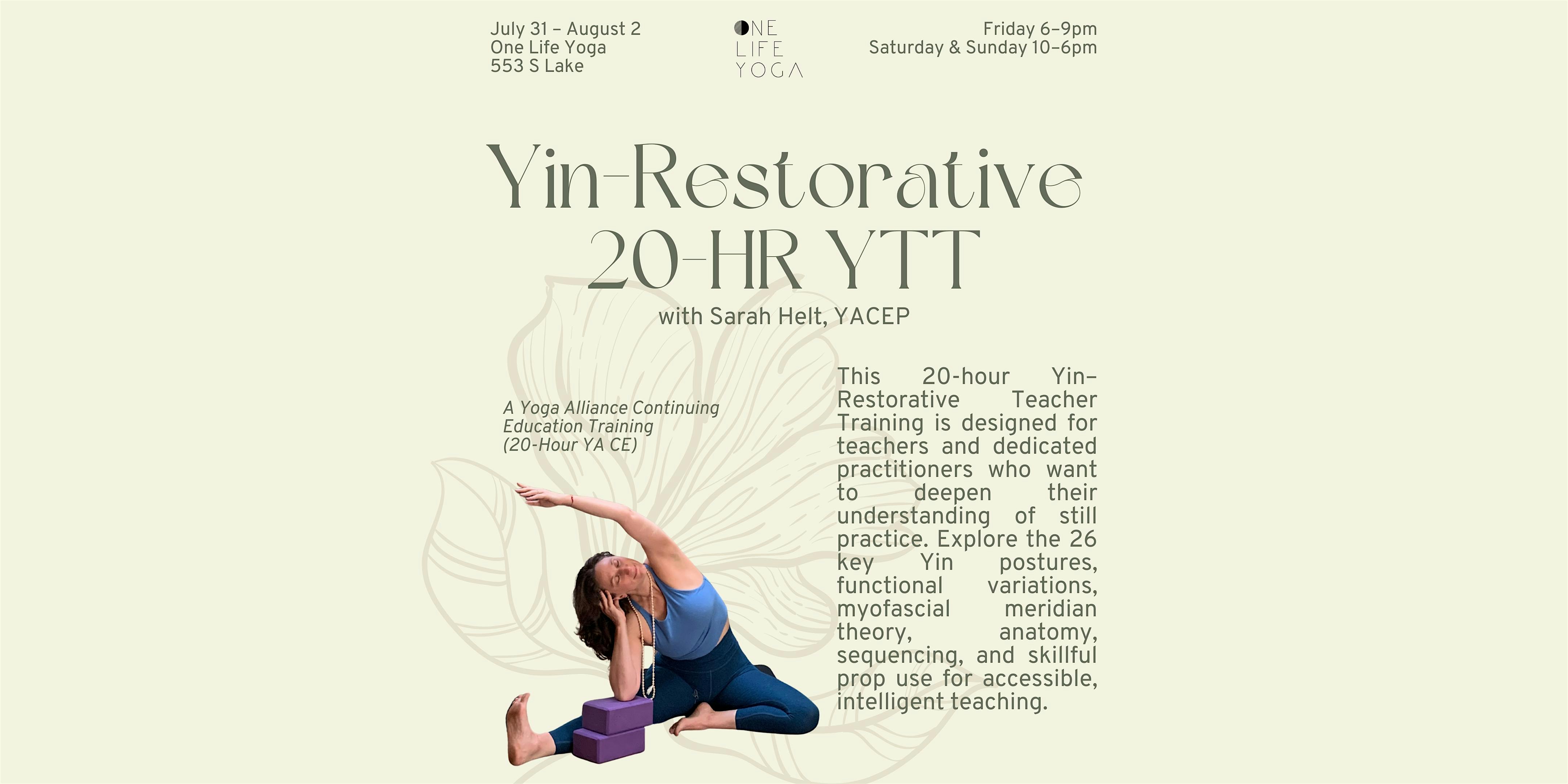 Yin–Restorative Yoga Teacher Training (20-Hour YA CE)